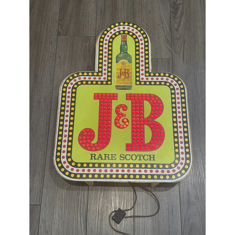Vintage J&B Rare Scotch Whisky Light Up Sign Chasing Marquee Bar Light